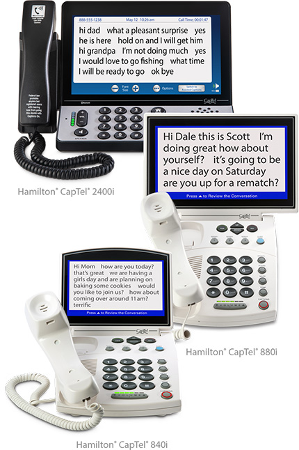 CapTel captioned telephones, the 2400i, 840i and 880i